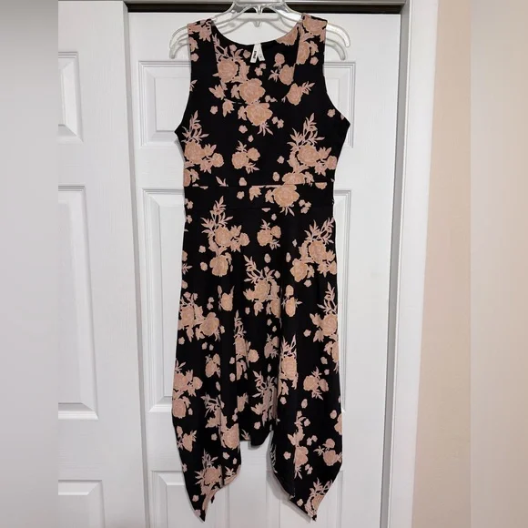 Pact Twilight Pink Floral Black Dress - Size Large - Picture 4 of 10